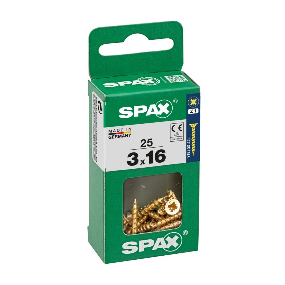 Tornillo Spax Cabeza Plana Bicro 3x16 S - 25 unidades