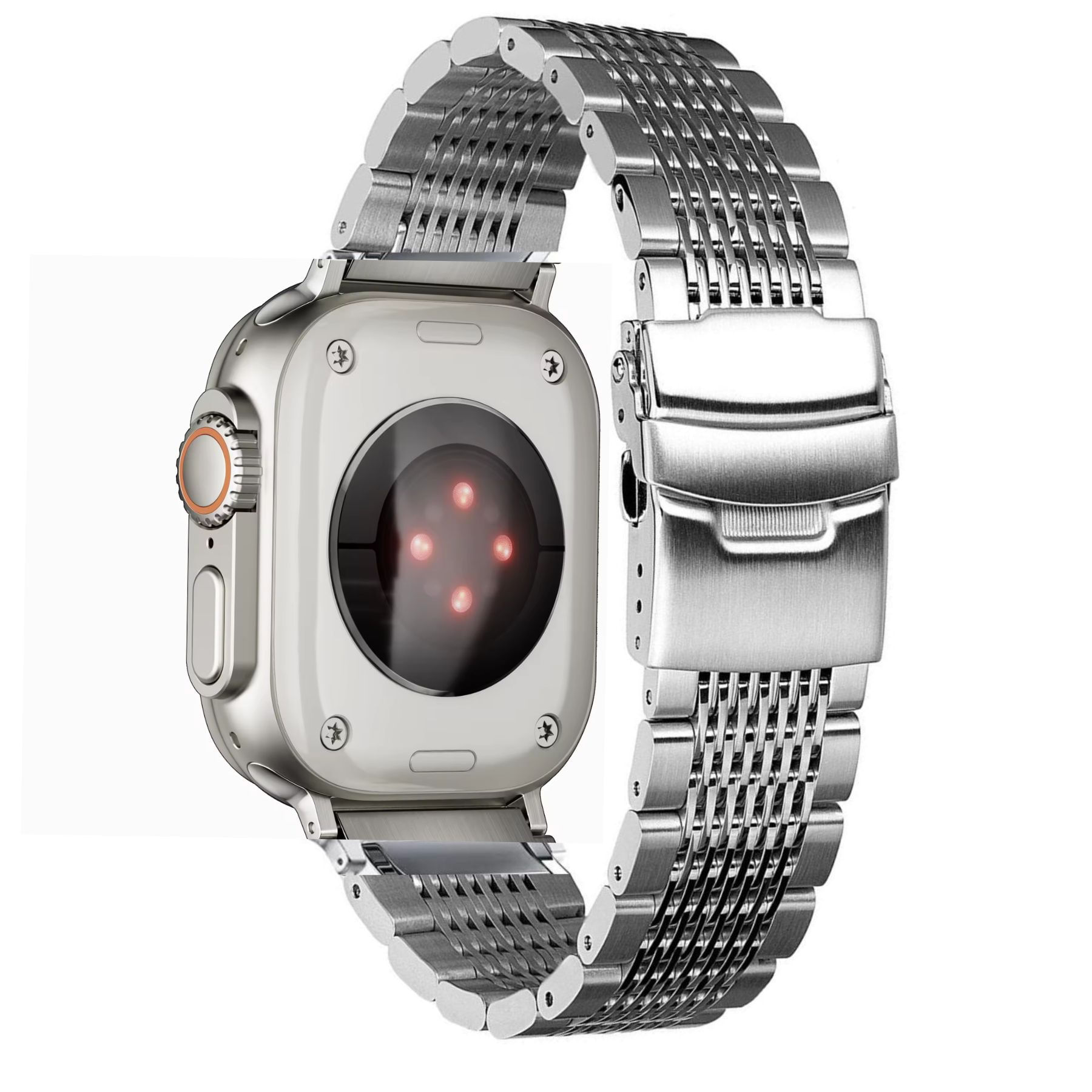 Correa de Acero Inoxidable para Apple Watch 44/45/46/49mm Luxury Mesh Plateado