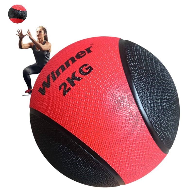 Pelota O Balón Medicinal 2 Kg Con Rebote Funcional Rojo