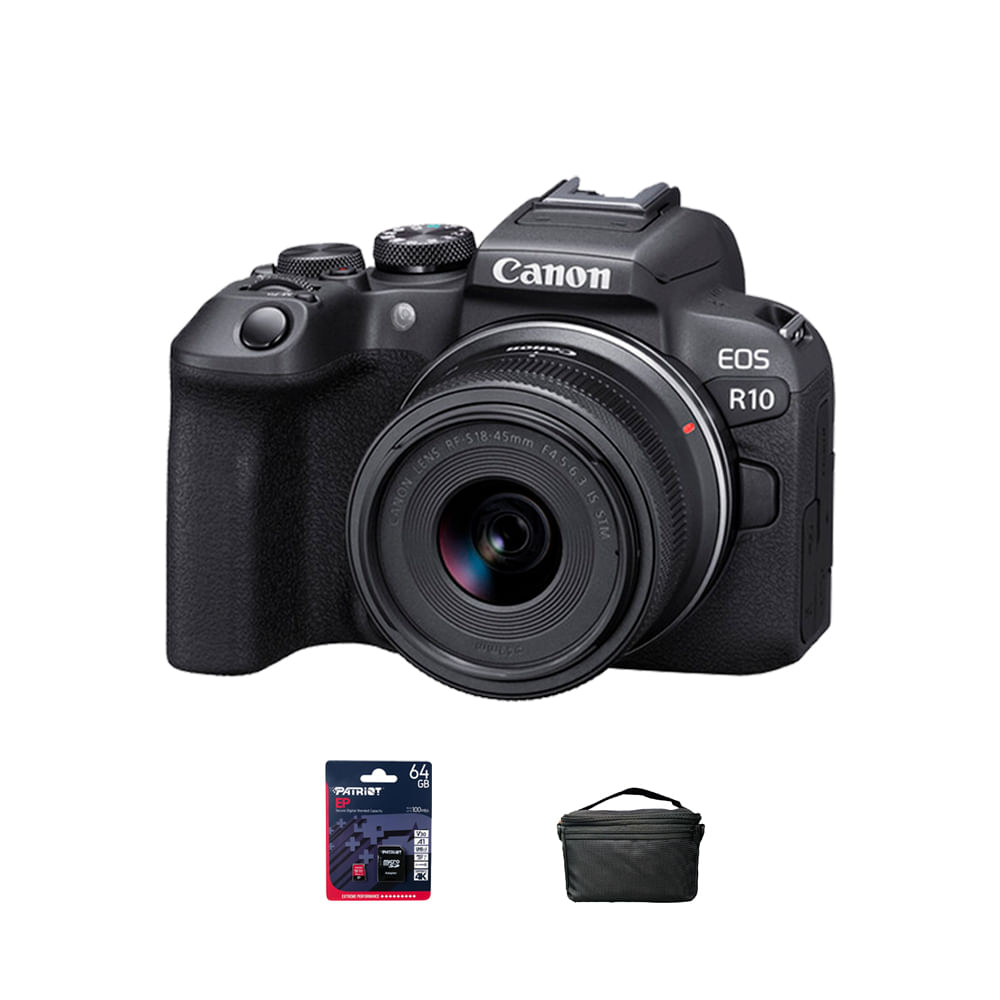 Cámara Canon EOS R10 + RF-S 18-45MM IS STM + estuche + memoria 64Gb