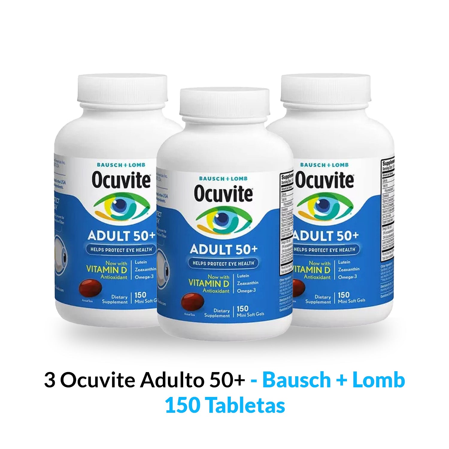 3 Ocuvite Adulto 50+ – 150 unid