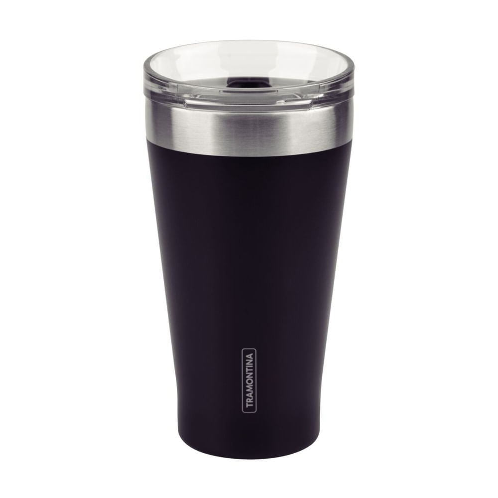 VASO TERMICO TRAMONTINA CON TAPA 550 ML EXATA NEGRO