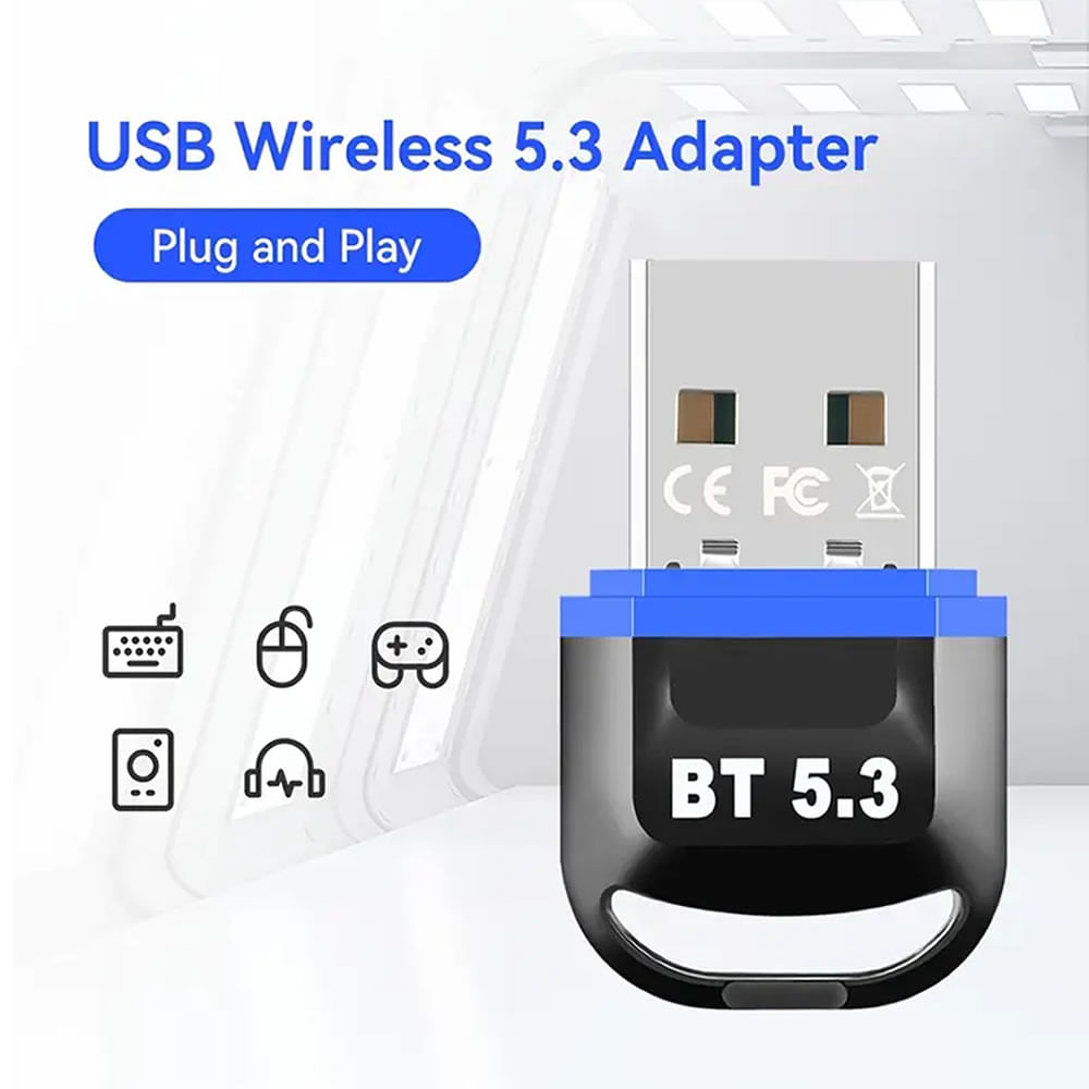 Adaptador para PC Dongle Usb Bluetooth 5.3 Negro