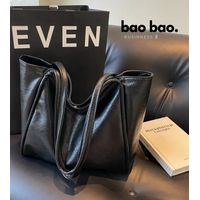 CARTERA GRANDE DE CUERO MUJER TOTEBAG BOLSO ELEGANTE - COLOR NEGRO