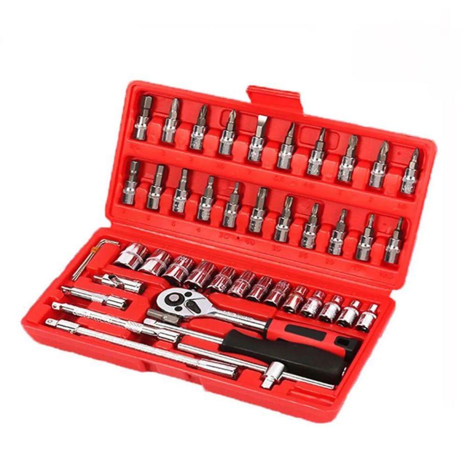Kit Herramientas 46 Piezas Multiusos Dados Puntas Acero Carbono