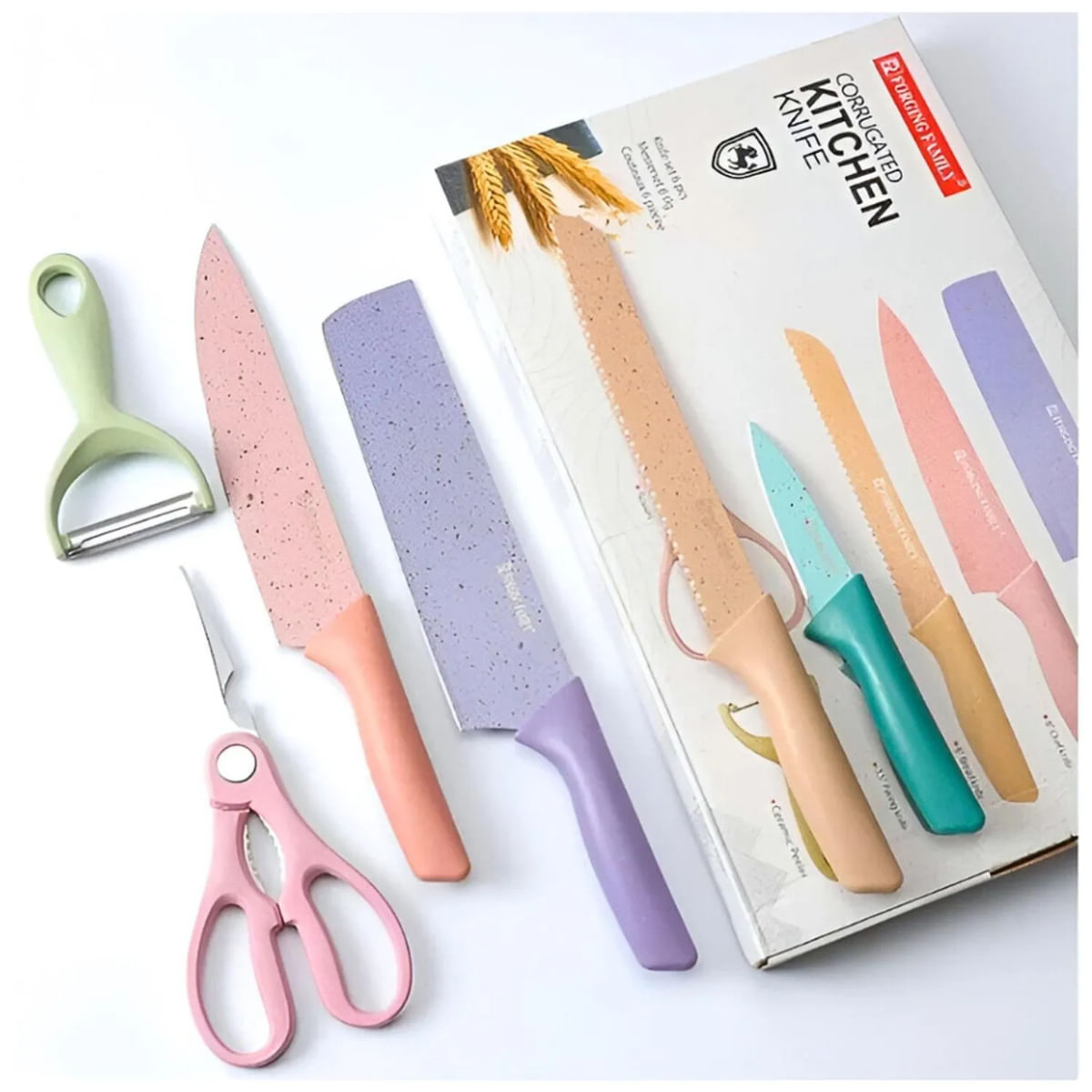 Set De Cuchillos 6 Piezas Acero Inoxidable Colores