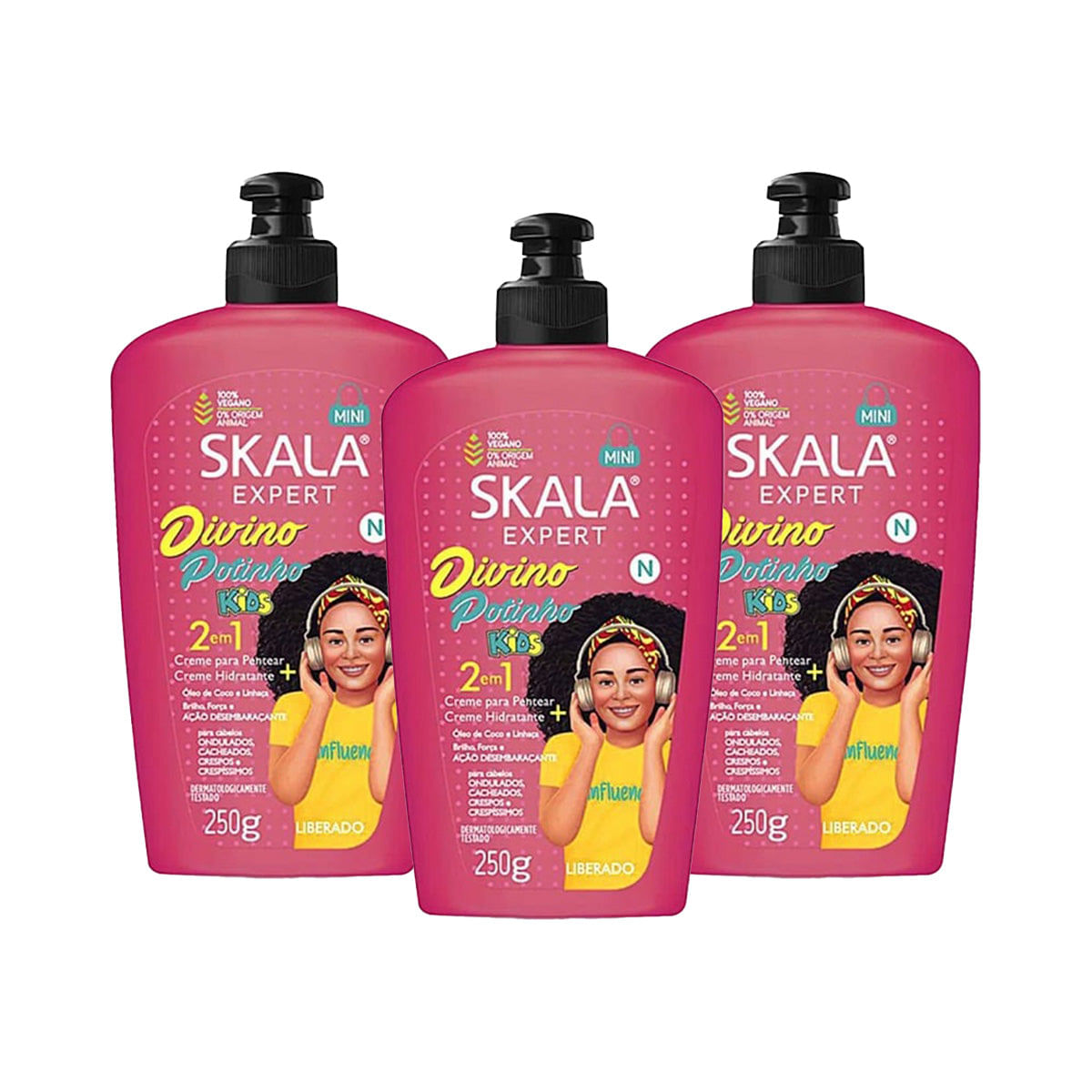 Crema De Peinar Divino Potinho - Skala Para Niños 250Ml 3 Unid