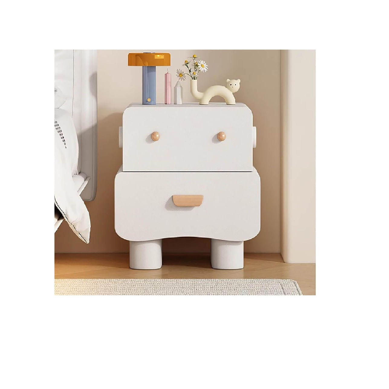 Velador Mesa de Noche Infantil Gaby color Blanco 2 cajones TU MESITA