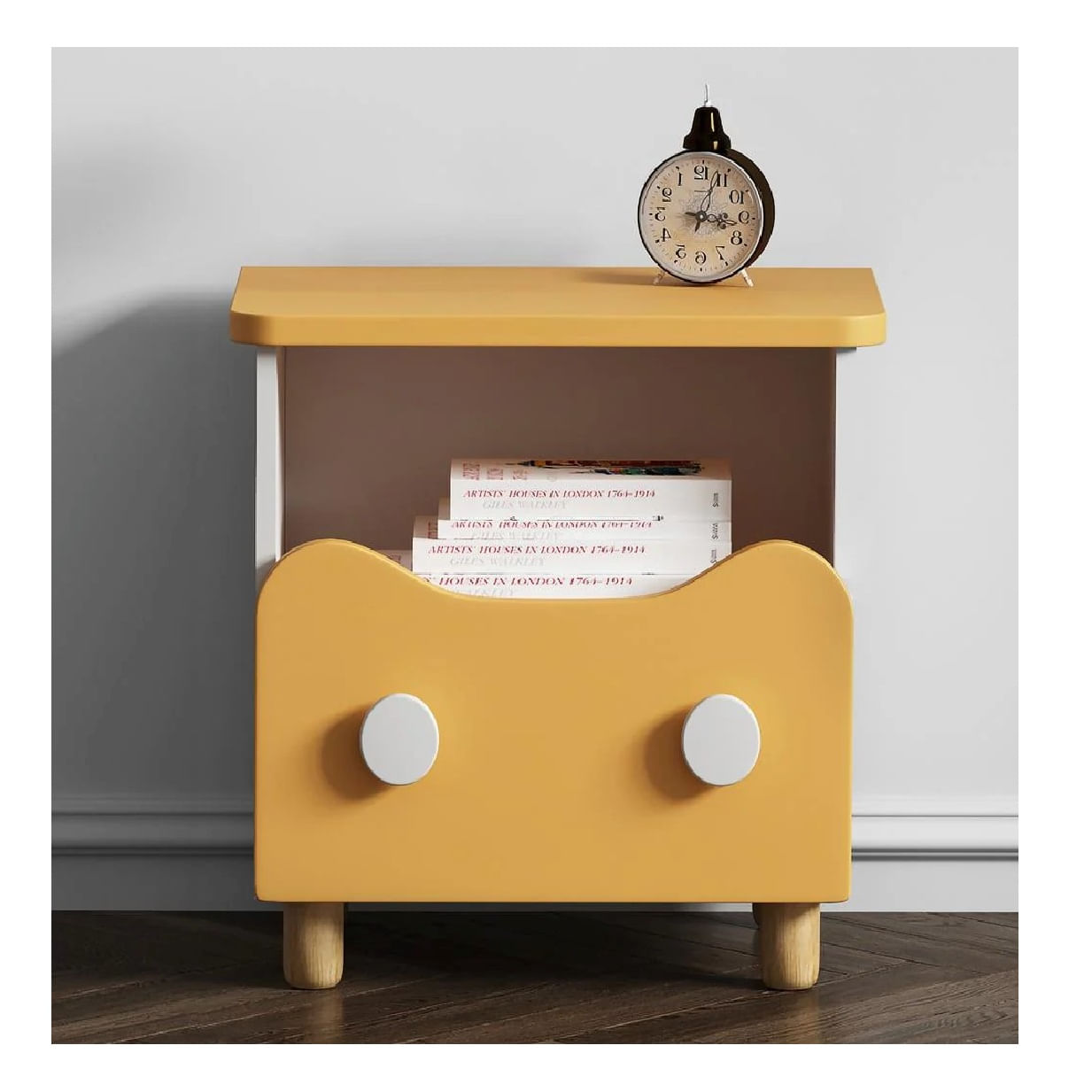 Velador Moderno Infantl Gigio color Blanco/Amarillo 1 cajón TU MESITA