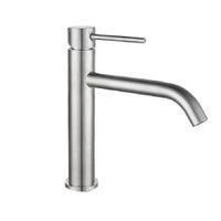 Grifo Moderno Satinado para Lavabo Acero Inoxidable con Sistema de Disco Cerámico