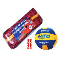 PACK VÓLEY NET SEMIPRO Nº 80 ROJO MÁS PELOTA GOMA TALLA #5
