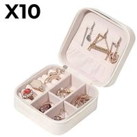 Pack x 10 Maletín estuche organizador joyero de viaje Blanco MDA290041