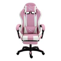 Silla Gamer Lyzor con Posapiés SGPTWN135A Rosa y Blanca