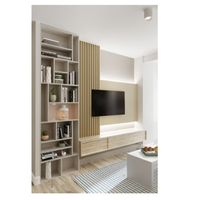 Mesa de TV Flotantecon Librero Xandro color Rovere/Capri 3 cajones TU MESITA