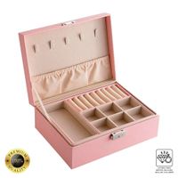 Joyero Organizador de Collar Aretes Anillos 2 Pisos MDA290021 Rosado