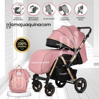 Coche Cuna «TURQUIA PREMIUM» con Mochila Pañalera Rosado - copy