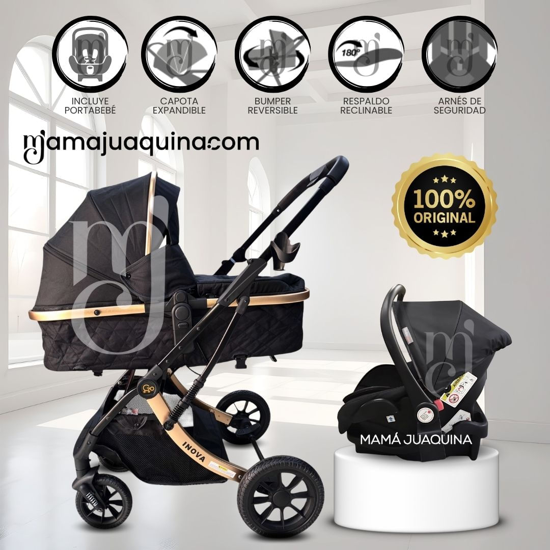Coche Moisés Travel System «INOVA PRO» de Lujo Negro