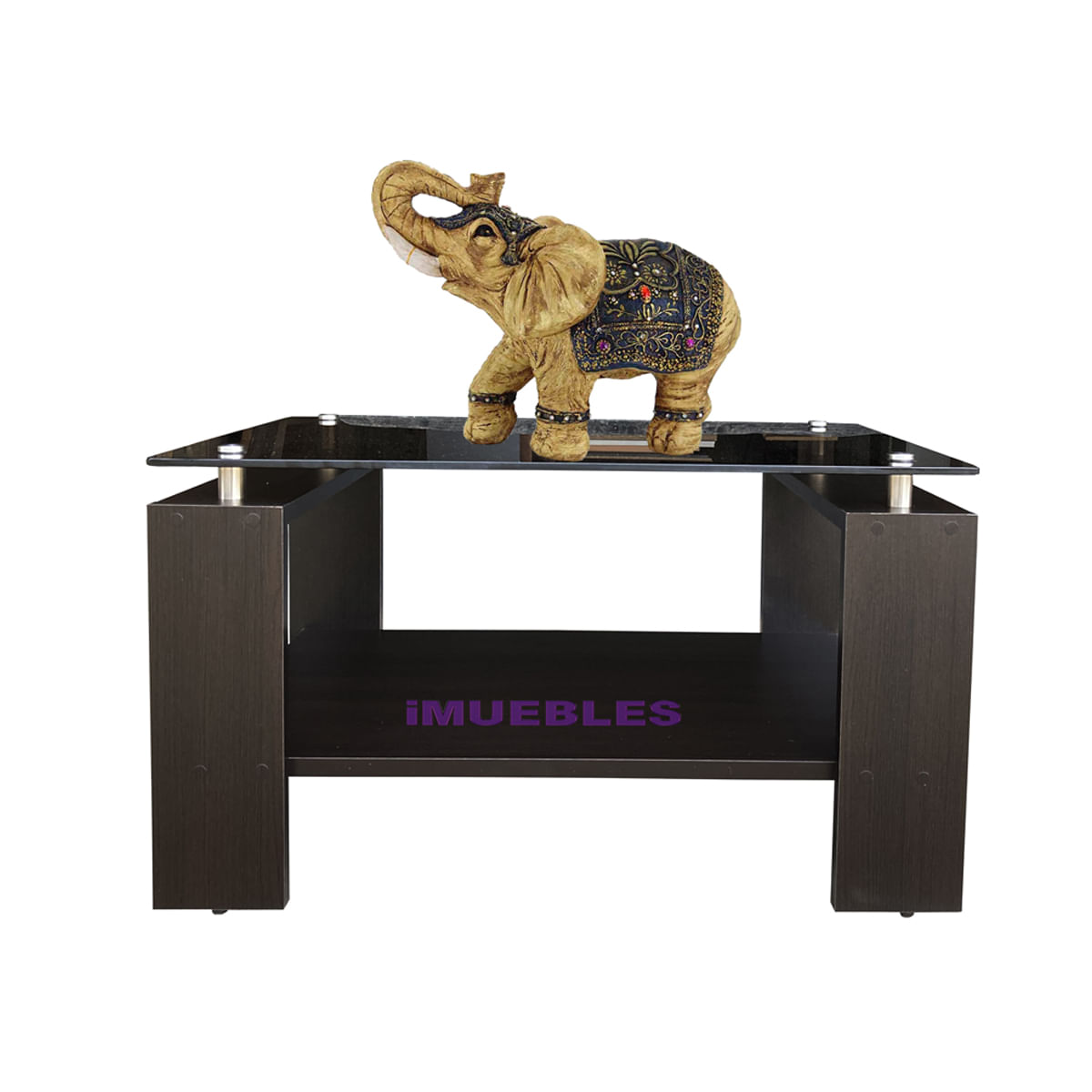 Mesa de Centro con Vidrio Color Wengue Modelo MISS