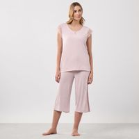 Pijama Mujer Zafin Manga Corta + Pantalón Capri Algodón