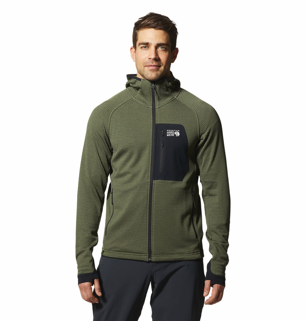 Polar Para Hombre Cierre Completo Polartec® Power Grid™ Verde Mountain Hardwear