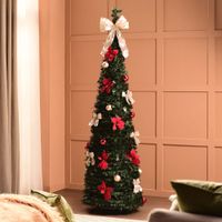 Árbol de Navidad Plegable 180cm Rojo + 100 LEDS
