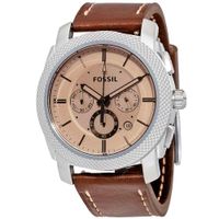 Reloj Fossil Machine FS5170 Fecha Cronometro Correa De Cuero Marrón Cristal Beige