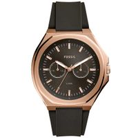 Reloj Fossil Evanston BQ2612 Multifuncional Silicona Marrón Oro Rosado