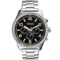 Reloj Fossil Brox BQ2624 Multifuncional Acero Inoxidable Plateado Dial Negro