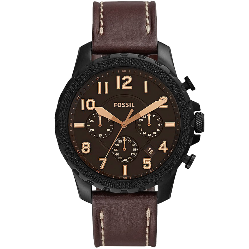 Reloj Fossil Bowman FS5601 Fecha Cronómetro Correa de Cuero Marrón