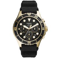 Reloj Fossil FB-03 FS5729 Fecha Cronómetro Silicona Negro Acero Dorado