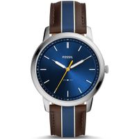 Reloj Fossil Minimalist FS5554 Correa De Cuero Marrón Azul