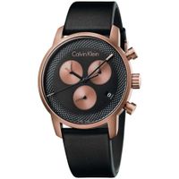 Reloj Calvin Klein City Chrono K2G17TC1 Suizo Fecha Correa de Cuero Negro Cobre