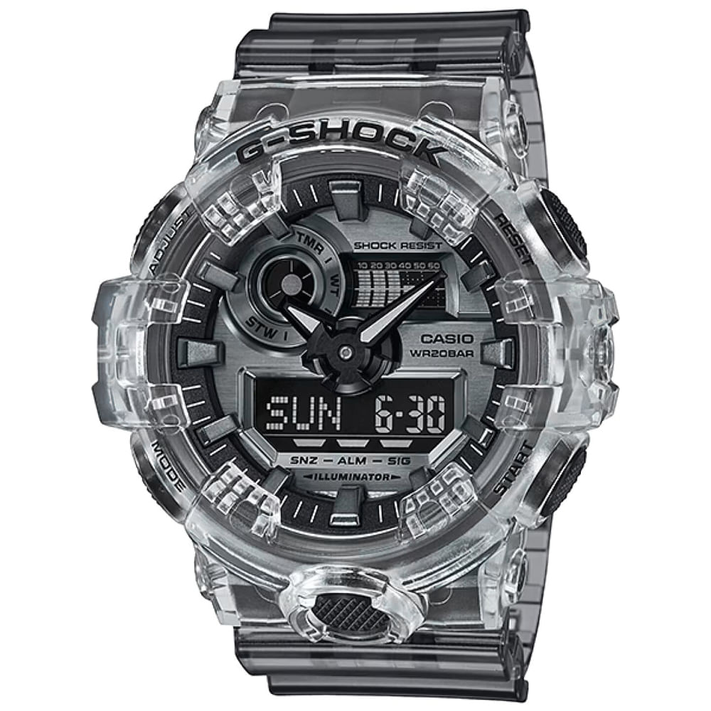 Reloj Casio G-Shock GA700SK-1A Digital Analógico Luz Led Resina Transparente Gris