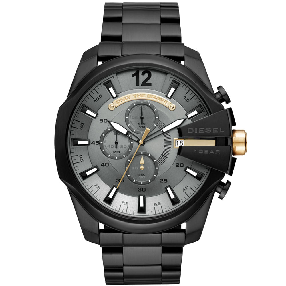 Reloj Diesel Mega Chief DZ4479 Fecha Cronómetro Acero Inoxidable Negro