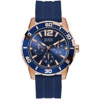 Reloj Guess Trek U1250G2 Multifuncional Silicona Azul Acero Oro Rosado