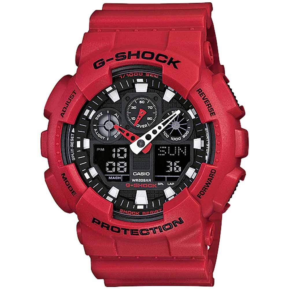Reloj Casio G-Shock GA100B-4A Digital Analógico Luz Led Automática Acuático Rojo Negro