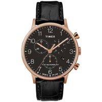 Reloj Timex Waterbury TW2R72000 Luz de Fondo Indiglo Fecha Cronómetro Correa de Cuero Dial Negro