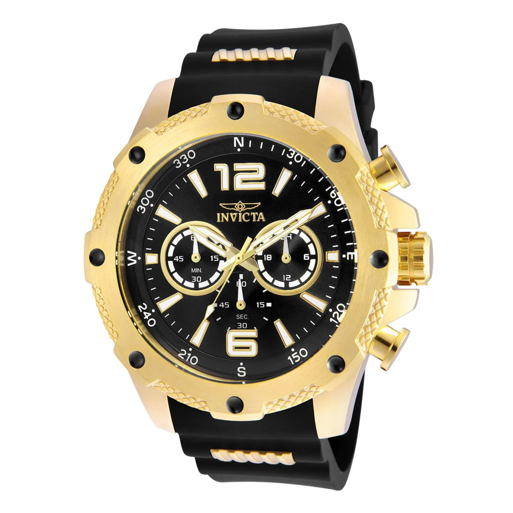 Reloj Invicta I-Force 19658 Cronómetro Acero Inoxidable Dorado Correa de Silicona Negro