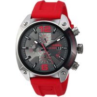 Reloj Diesel Overflow  DZ4481 Fecha Cronómetro Acero Gunmetal Correa de Silicona Rojo