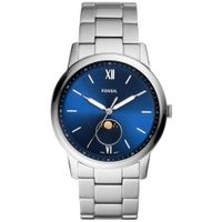 Reloj Fossil Minimalist Moonphase FS5618 Ultra Delgado Plateado Azul