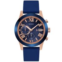 Reloj Guess Atlas W1055G2 Cronómetro Correa de Silicona Azul Dorado