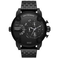 Reloj Diesel Hombre Little Daddy DZ7444 Doble Hora Fecha Cronometro Acero Inoxidable Negro