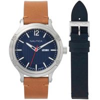 Reloj Nautica Porthole Slim Boxset NAPPSP901 2 Correas de Cuero Marrón