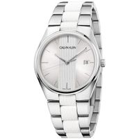 Reloj Calvin Klein Contrast K9E211K6 Suizo Zafiro Acero Inoxidable Plateado Blanco