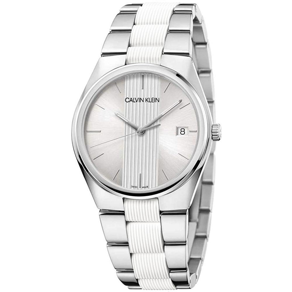 Reloj Calvin Klein Contrast K9E211K6 Suizo Zafiro Acero Inoxidable Plateado Blanco
