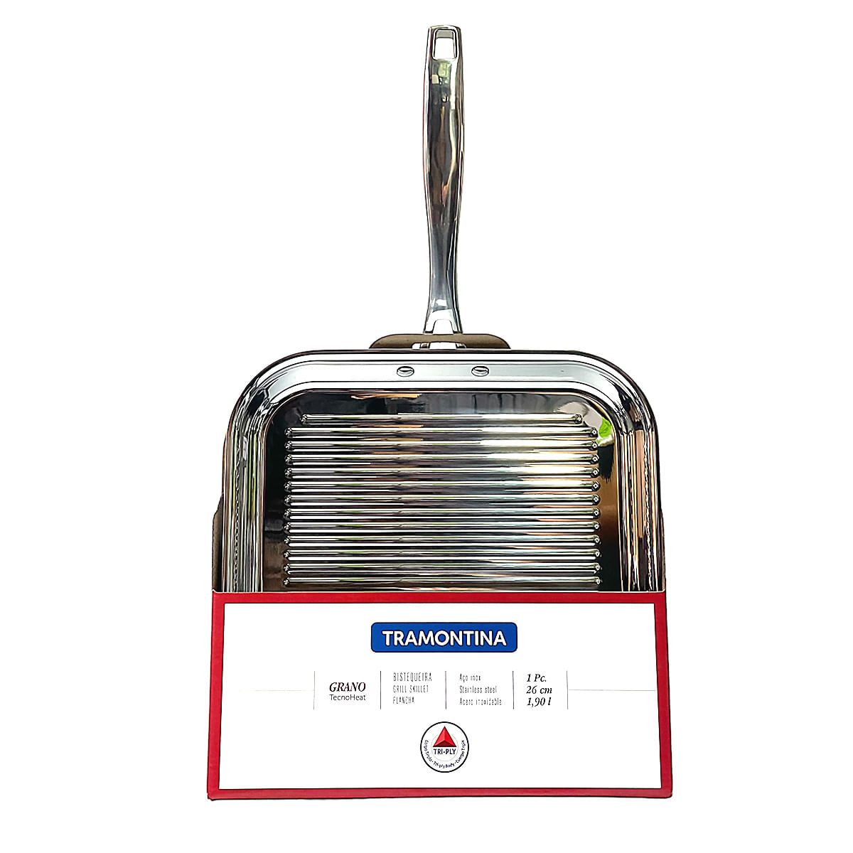 Sarten Grill 28x28 Tramontina Acero Inoxidable Plancha Parrillera Grano 62159/280