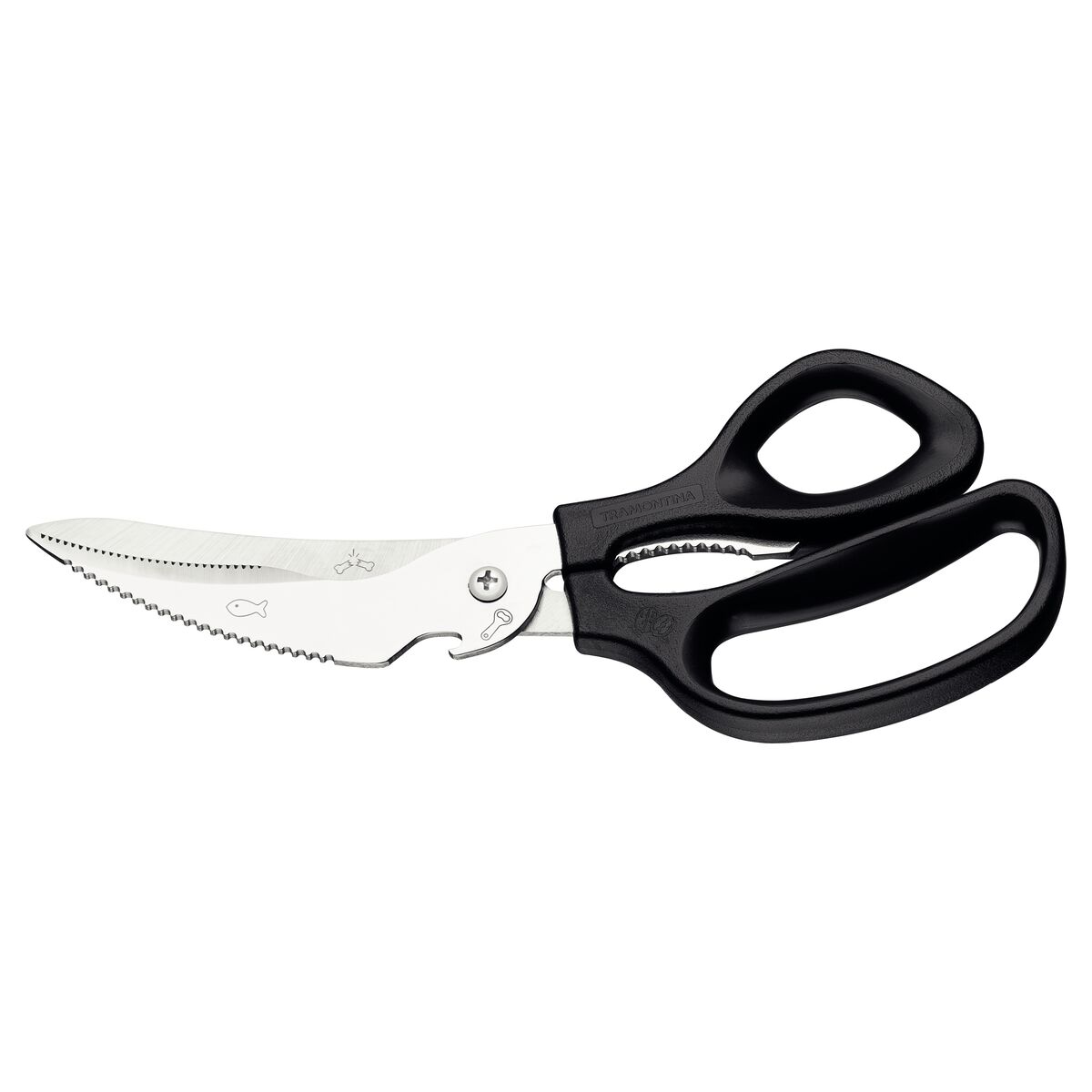 Tijera Trinchante Tramontina con Lámina en Acero Inoxidable y Mango de Polipropileno Negro 8""