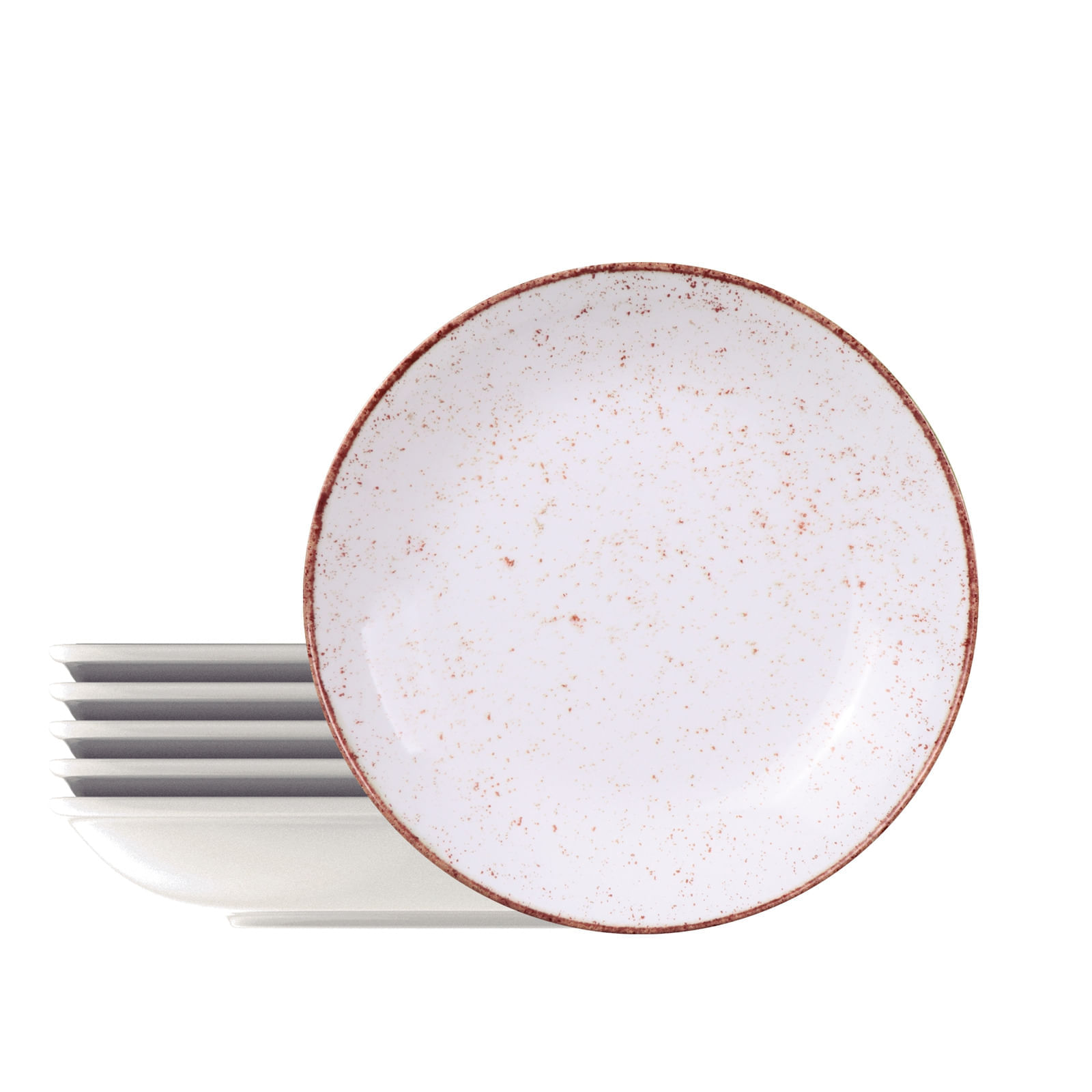 Kit Plato Hondo Tramontina Rústico Marron en Porcelana Decorada 22 cm 06 Piezas