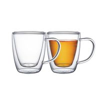 Juego de tazas Tramontina para café y té vidrio doble con asas 2 piezas
