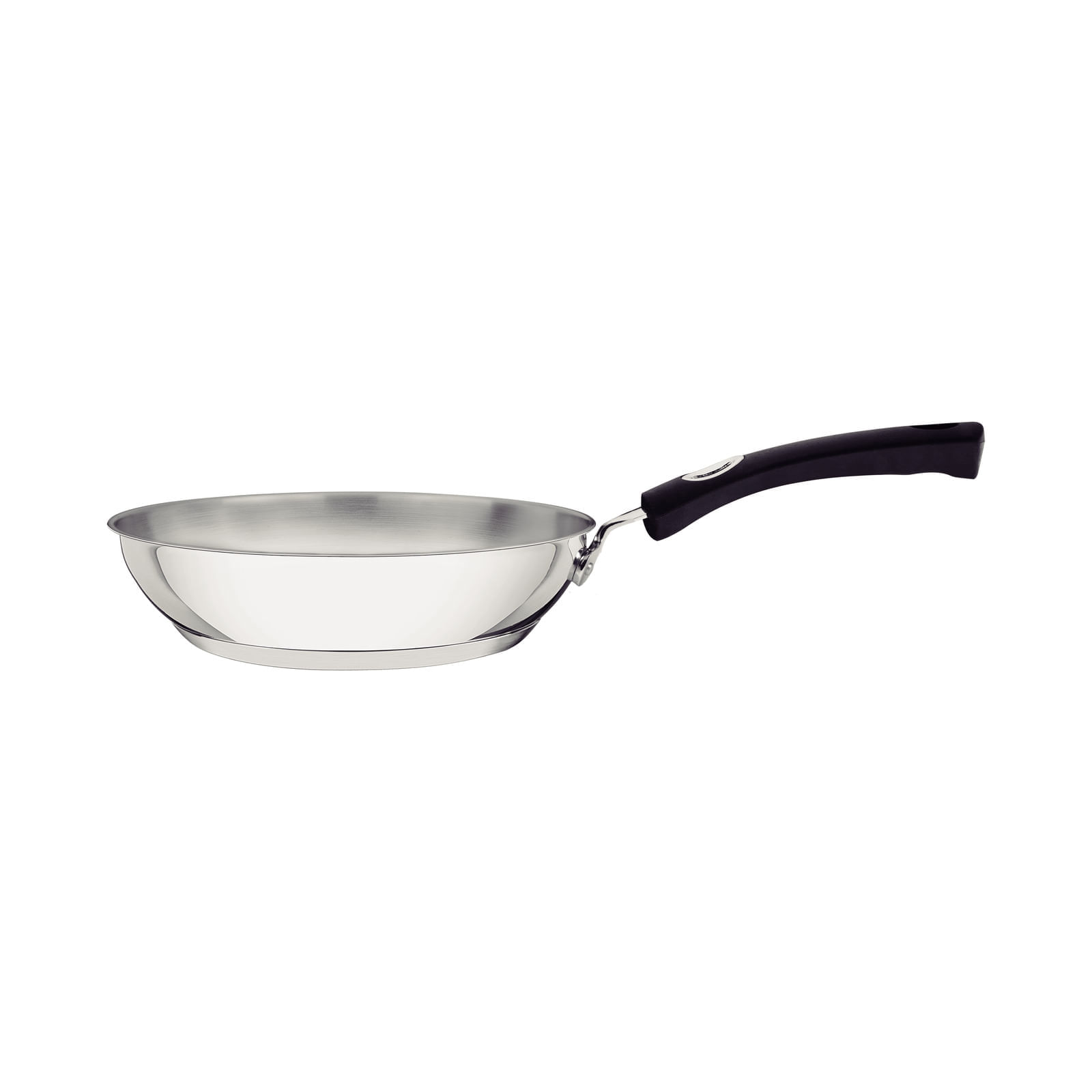 Sartén Tramontina Solar Silicone raso de acero inoxidable fondo triple con mango de silicona, de 24 cm y 2,1 L